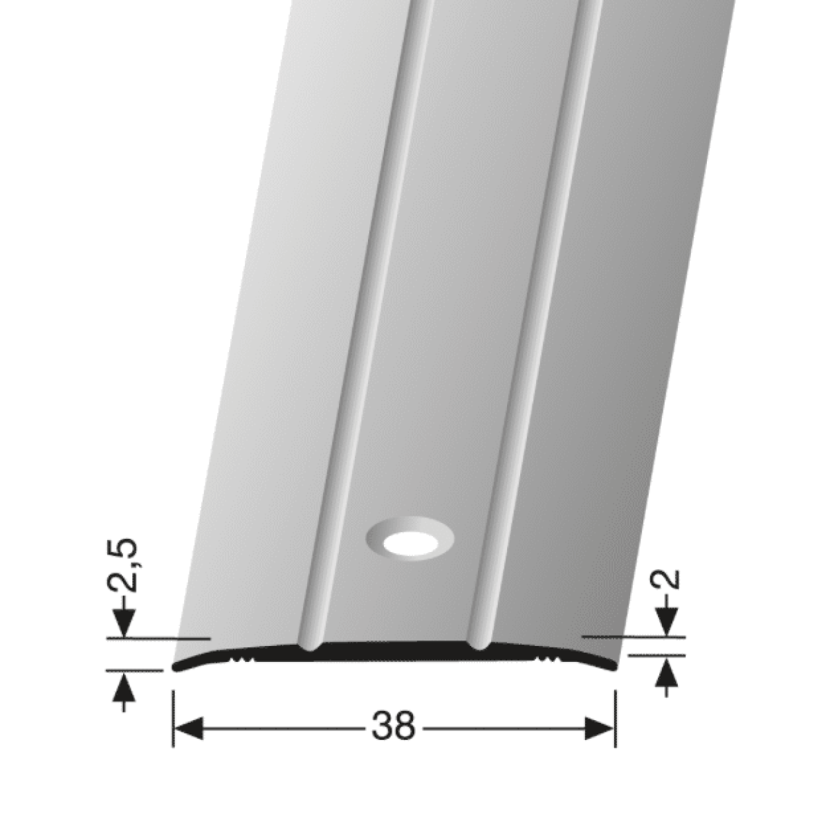 Küberit Übergangsprofil Aluminium 38 mm geschraubt
